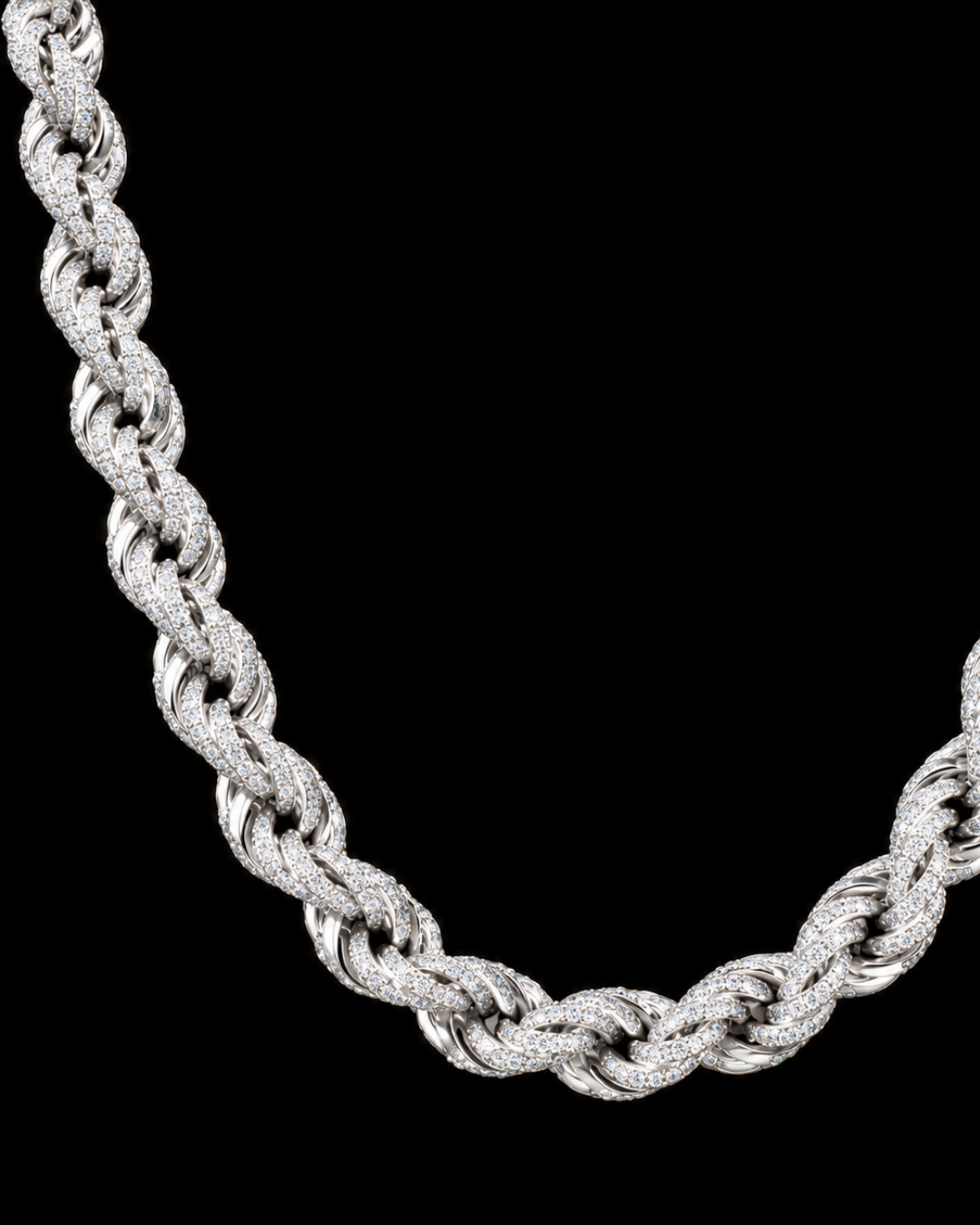 Iced Out Rope, Detailaufnahme auf schwarzem Grund